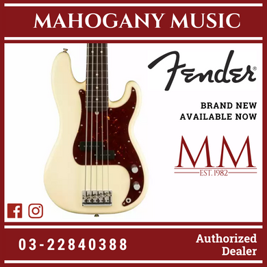 Fender American Professional II Precision Bass V Electric Guitar, RW FB, Olympic White
