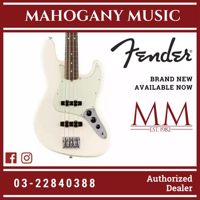 Fender American Professional Jazz Bass Guitar, Rosewood FB, Olympic White