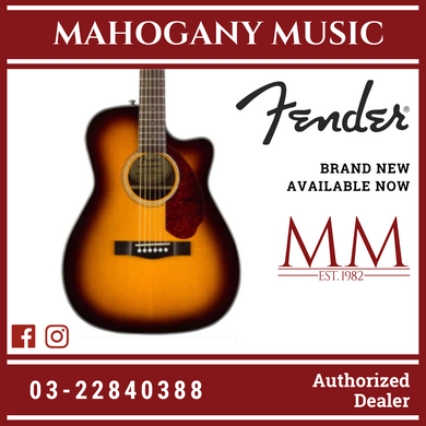 Fender CC-140SCE Concert Electro Acoustic Guitar w/Case, Sunburst