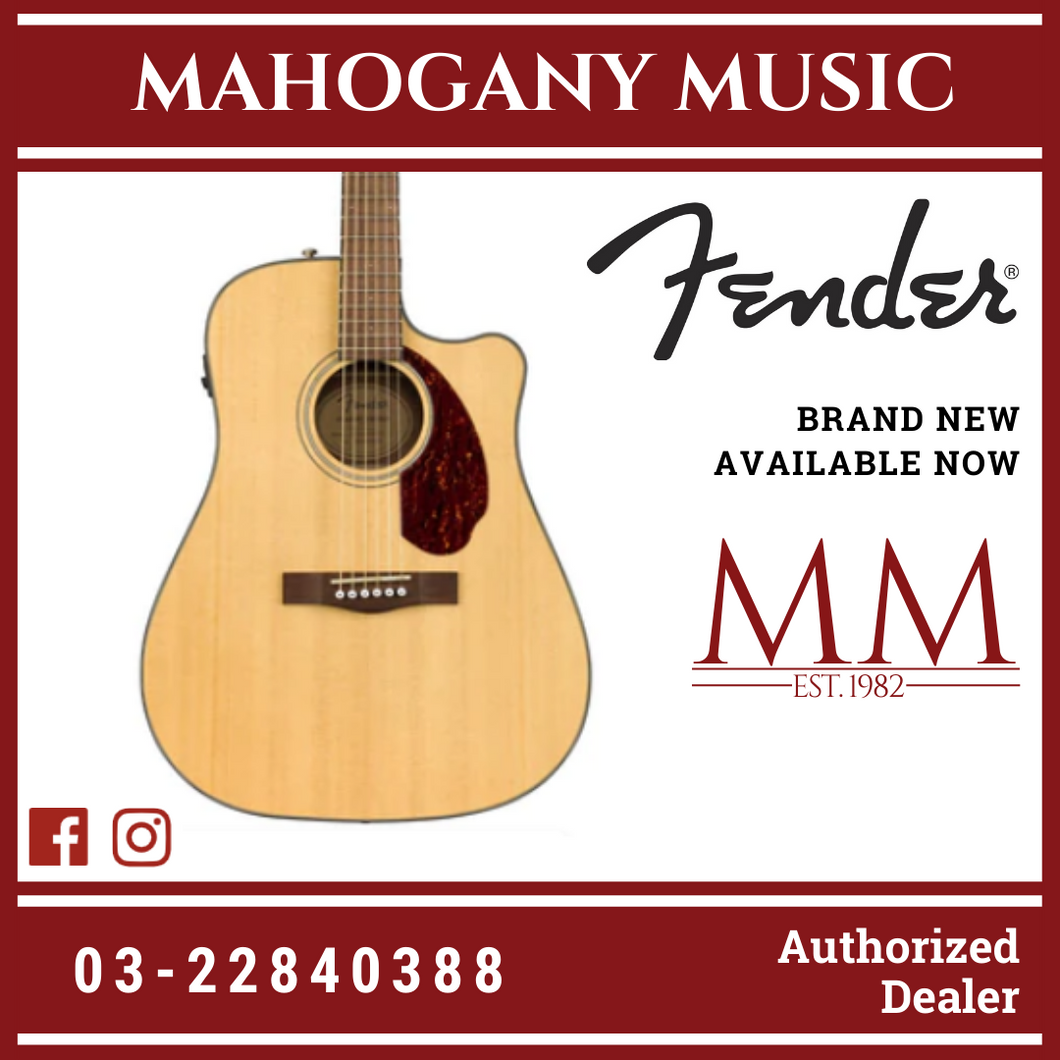 Fender CD-140SCE Dreadnought Acoustic Guitar w/Case, Walnut FB, Natural