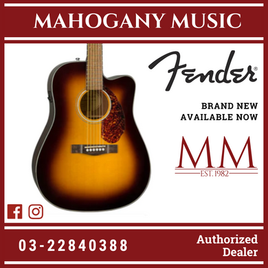 Fender CD-140SCE Dreadnought Acoustic Guitar w/Case, Walnut FB, Sunburst