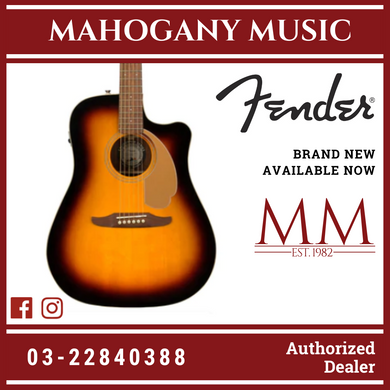 Fender California Redondo Player Dreadnought Acoustic Guitar, Walnut FB, Sunburst