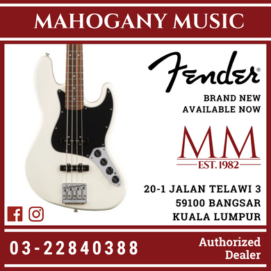 Fender Deluxe Active Jazz Bass Guitar, Pau Ferro FB, Olympic White