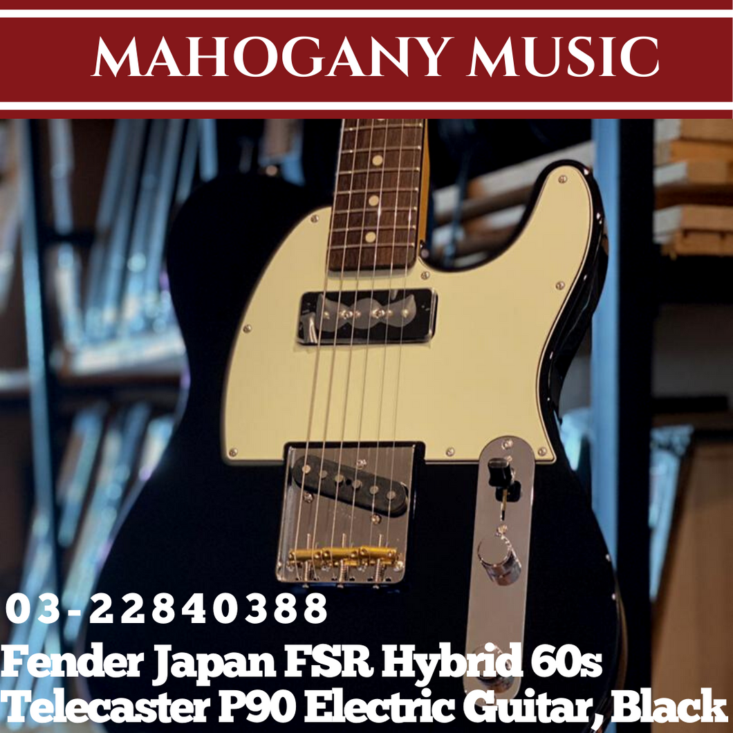 Fender Japan FSR Hybrid 60s Telecaster P90 Electric Guitar, Black