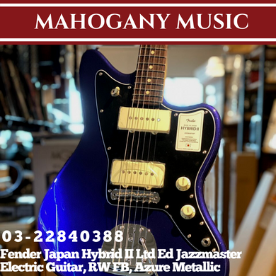 Fender Japan Hybrid II Ltd Ed Jazzmaster Electric Guitar, RW FB, Azure Metallic
