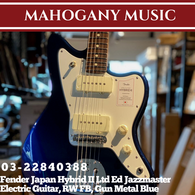 Fender Japan Hybrid II Ltd Ed Jazzmaster Electric Guitar, RW FB, Gun Metal Blue