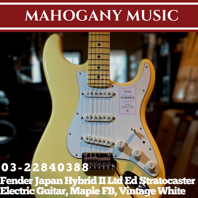 Fender Japan Hybrid II Ltd Ed Stratocaster Electric Guitar, Maple FB, Vintage White