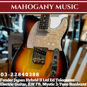 Fender Japan Hybrid II Ltd Ed Telecaster Electric Guitar, RW FB, Mystic 3-Tone Sunburst