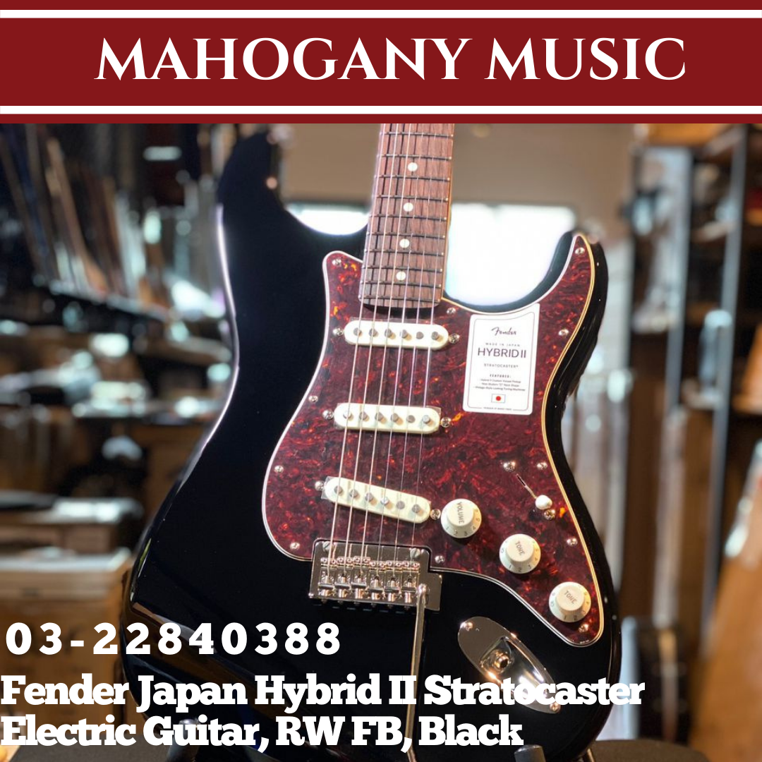 Fender Japan Hybrid II Stratocaster Electric Guitar, RW FB, Black