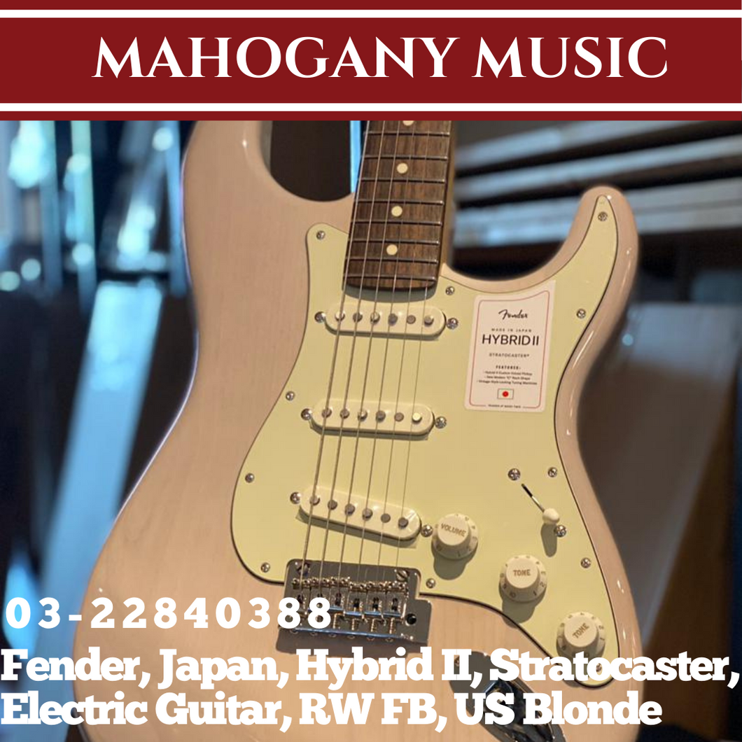 Fender Japan Hybrid II Stratocaster Electric Guitar, RW FB, US Blonde