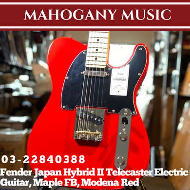 Fender Japan Hybrid II Telecaster Electric Guitar, Maple FB, Modena Red