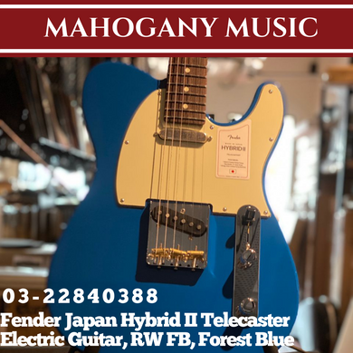 Fender Japan Hybrid II Telecaster Electric Guitar, RW FB, Forest Blue