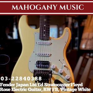 Fender Japan Ltd Ed Stratocaster Floyd Rose Electric Guitar, RW FB, Vintage White