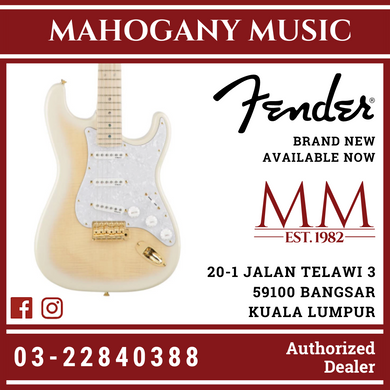 Fender Japan Ritchie Kotzen Stratocaster Electric Guitar, Maple FB, See-Through White Burst