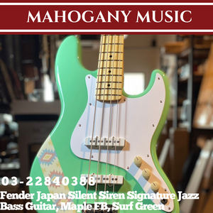Fender Japan Silent Siren Signature Jazz Bass Guitar, Maple FB, Surf Green