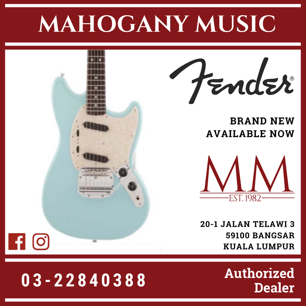 Fender Japan Traditional 60s Mustang Electric Guitar, RW FB, Daphne Blue