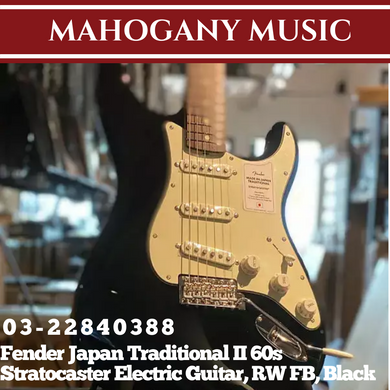 Fender Japan Traditional II 60s Stratocaster Electric Guitar, RW FB, Black