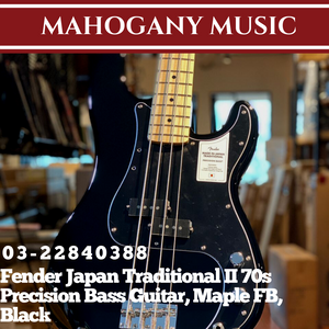 Fender Japan Traditional II 70s Precision Bass Guitar, Maple FB, Black