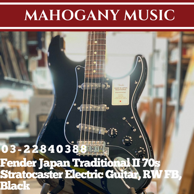 Fender Japan Traditional II 70s Stratocaster Electric Guitar, RW FB, Black