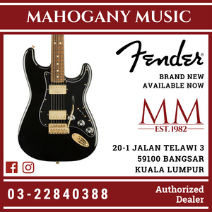 Fender Ltd Ed Mahogany HH Blacktop Stratocaster Electric Guitar, Pau Ferro FB, Black w/Gold Hardware