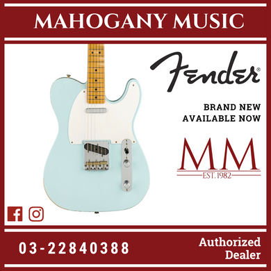 Fender Ltd Ed Vintera Road Worn 50s Telecaster Electric Guitar, Maple FB, Sonic Blue