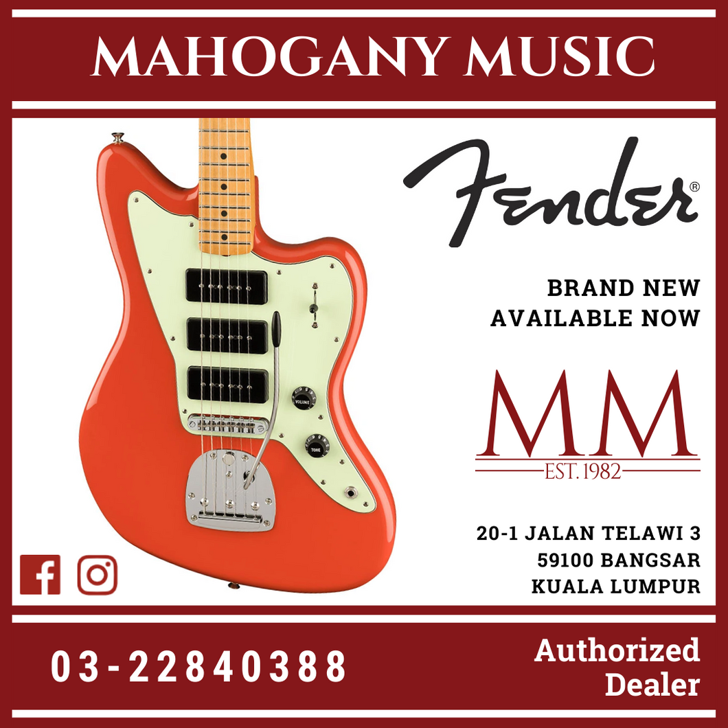 Fender Noventa Jazzmaster Electric Guitar, Maple FB, Fiesta Red