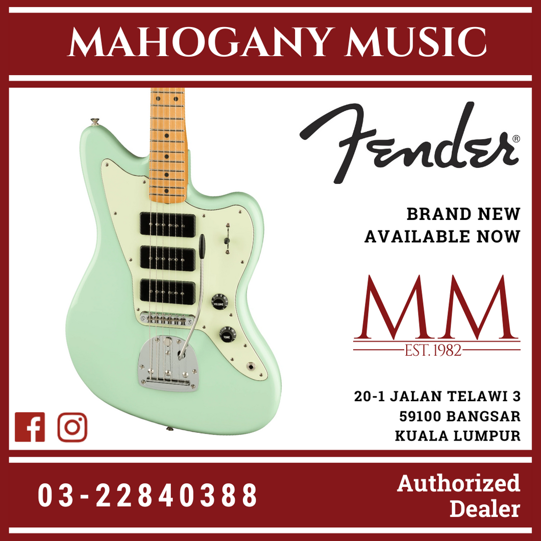 Fender Noventa Jazzmaster Electric Guitar, Maple FB, Surf Green