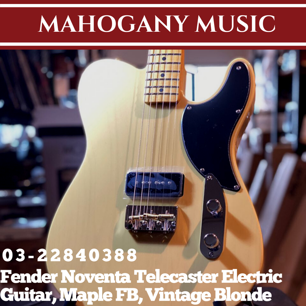 Fender Noventa Telecaster Electric Guitar, Maple FB, Vintage Blonde