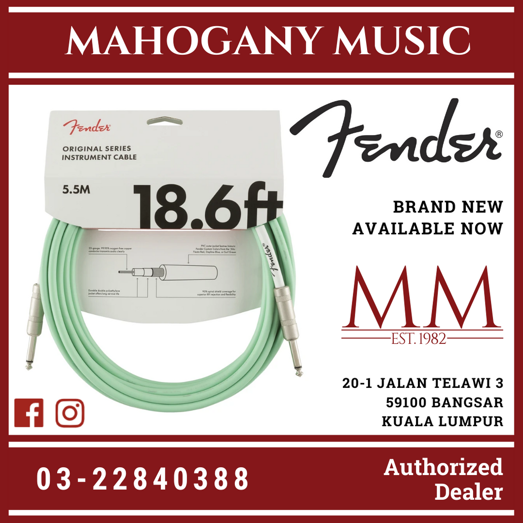 Fender Original Series Instrument Cable, 18.6ft, Seafoam Green