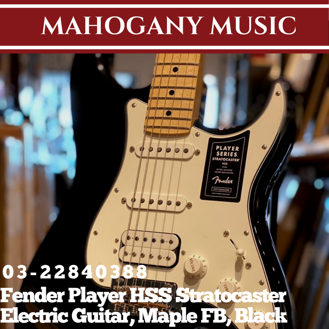 Fender Player HSS Stratocaster Electric Guitar, Maple FB, Black