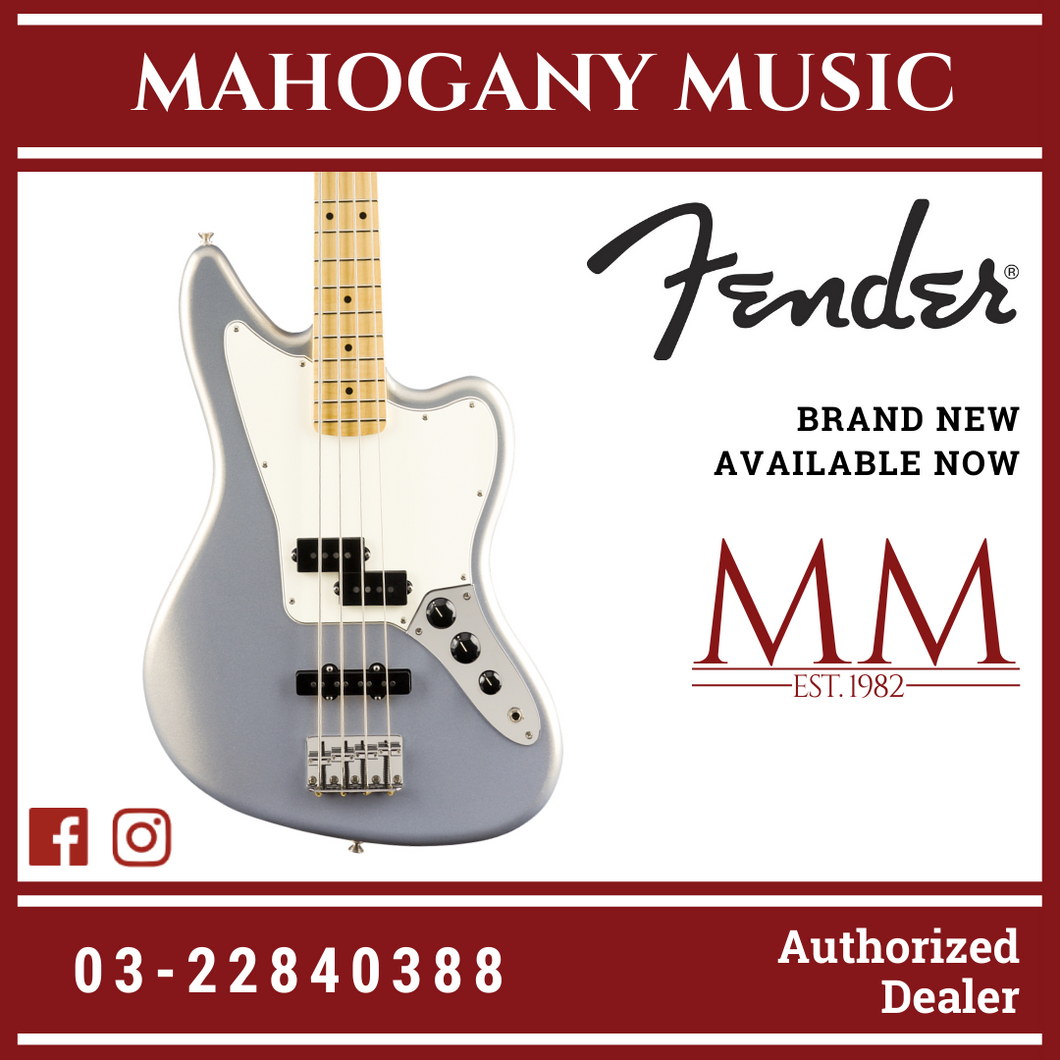 Fender Player Jaguar Bass Guitar, Maple FB, Silver