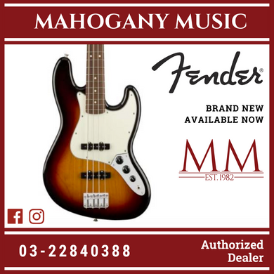 Fender Player Jazz Bass Guitar, Pau Ferro FB, 3-Tone Sunburst