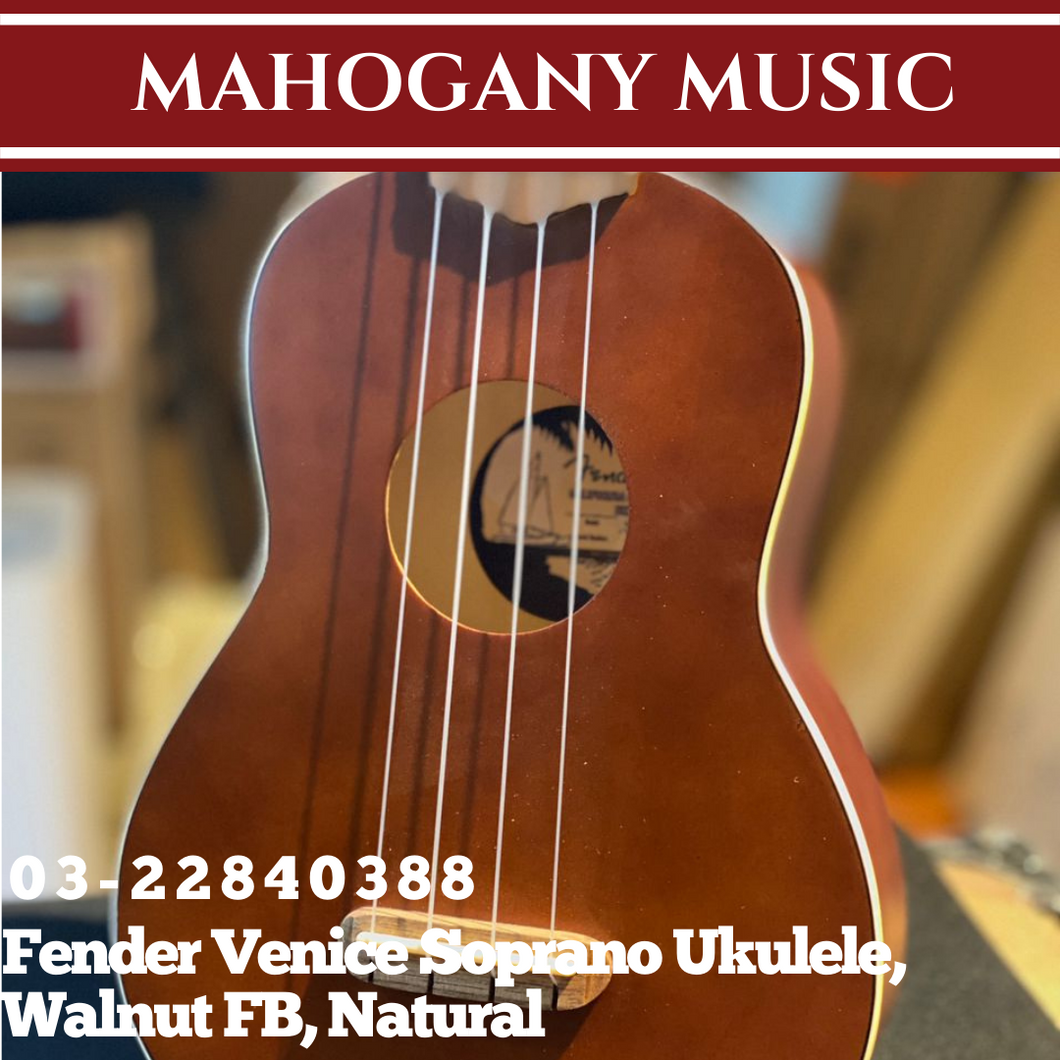 Fender Venice Soprano Ukulele, Walnut FB, Natural