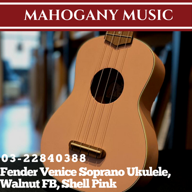 Fender Venice Soprano Ukulele, Walnut FB, Shell Pink