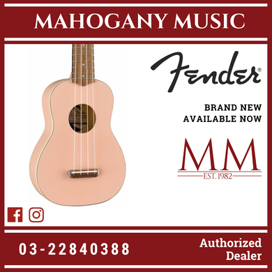 Fender Venice Soprano Ukulele, Walnut FB, Shell Pink