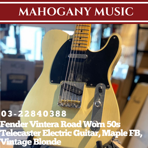 Fender Vintera Road Worn 50s Telecaster Electric Guitar, Maple FB, Vintage Blonde