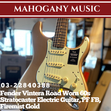 Fender Vintera Road Worn 60s Stratocaster Electric Guitar, PF FB, Firemist Gold