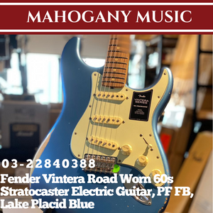Fender Vintera Road Worn 60s Stratocaster Electric Guitar, PF FB, Lake Placid Blue