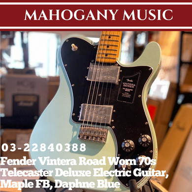 Fender Vintera Road Worn 70s Telecaster Deluxe Electric Guitar, Maple FB, Daphne Blue