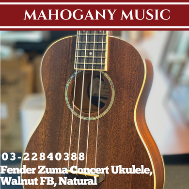 Fender Zuma Concert Ukulele, Walnut FB, Natural