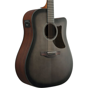 Ibanez AAD50CE-TCB Advanced Acoustic Series Acoustic Electric Guitar, Transparent Charcoal Burst Low Gloss