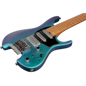 Ibanez Q547-BMM Q Series Headless 7-String Electric Guitar, Blue Chameleon Metallic Matte