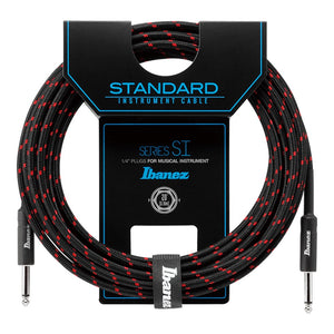 Ibanez SI10-BW Woven Guitar Cable, 2 Straight Plugs, Black x Wine