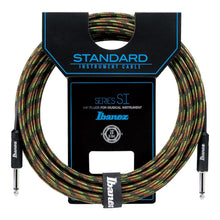 Ibanez SI10-CGR Woven Guitar Cable, 2 Straight Plugs, Camouflage Green