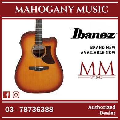 Ibanez AAD50CE-LBS Advanced Acoustic Series Acoustic Electric Guitar, Light Brown Sunburst Low Gloss