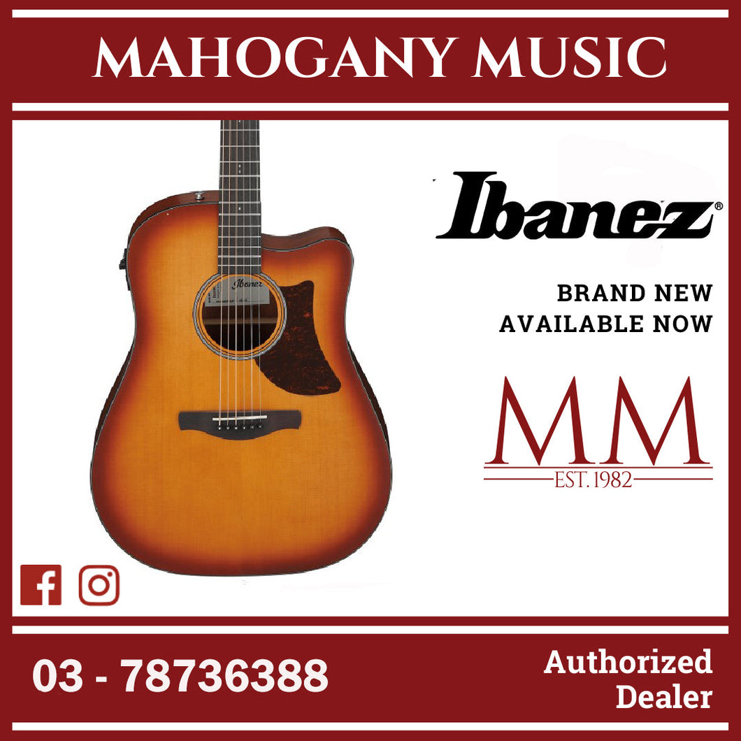 Ibanez AAD50CE-LBS Advanced Acoustic Series Acoustic Electric Guitar, Light Brown Sunburst Low Gloss