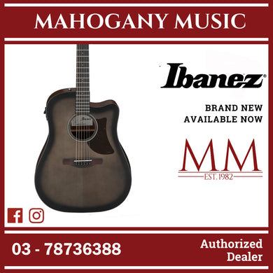 Ibanez AAD50CE-TCB Advanced Acoustic Series Acoustic Electric Guitar, Transparent Charcoal Burst Low Gloss