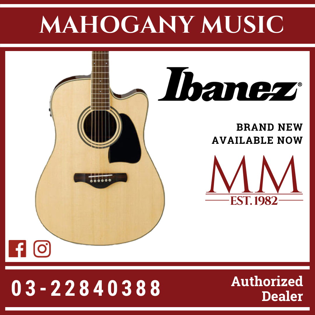 Ibanez AW100CE Acoustic Electric Guitar Natural Mahogany Music