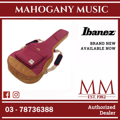 Ibanez IAB541-WR POWERPAD Designer Collection Gig Bag for Acoustic Guitar, Wine Red