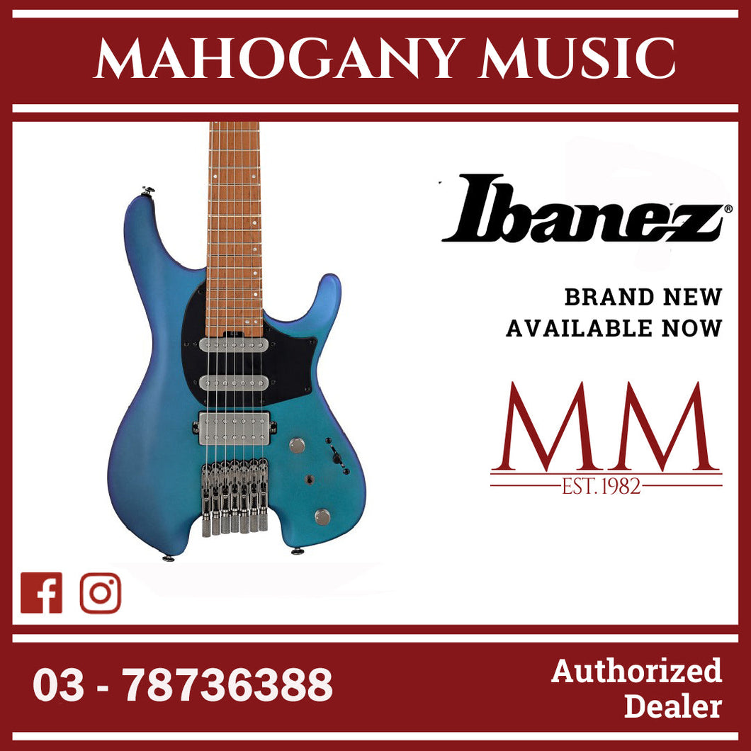 Ibanez Q547-BMM Q Series Headless 7-String Electric Guitar, Blue Chameleon Metallic Matte